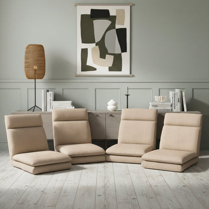 Artiss 4XFloor Chair Sofa Linen Beige FLOOR-SBL-01LIN-1S-BRX4
