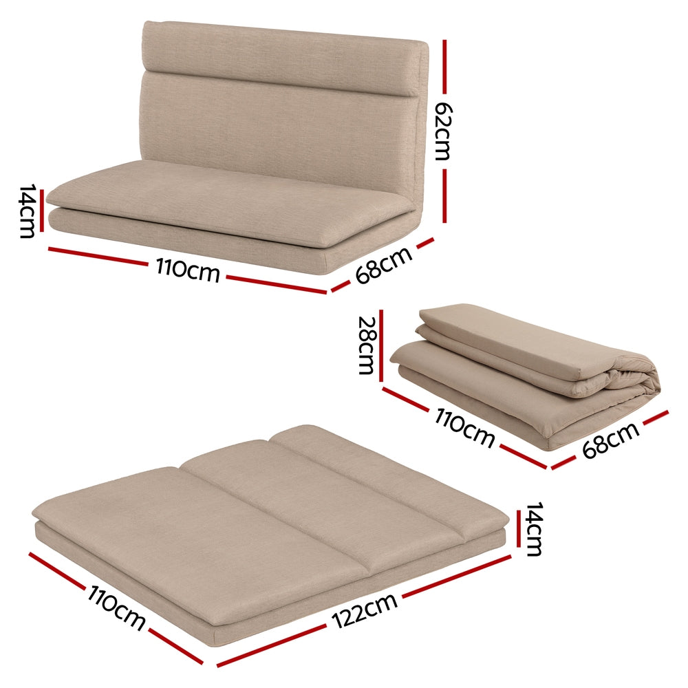 Artiss Floor Chair Sofa 2 Seater Linen Beige FLOOR-SBL-01LIN-2S-BR