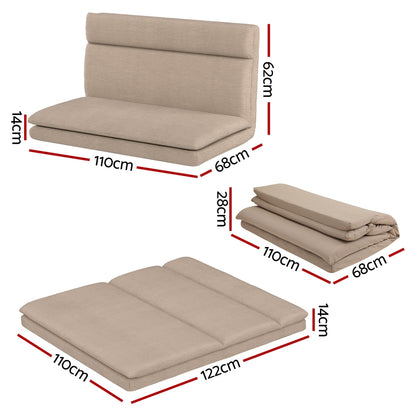 Artiss Floor Chair Sofa 2 Seater Linen Beige FLOOR-SBL-01LIN-2S-BR