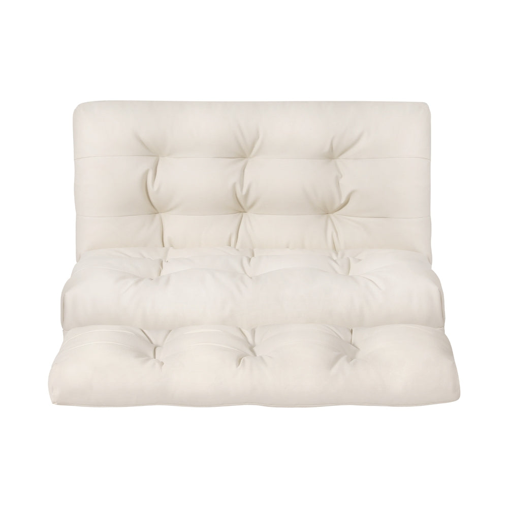 Artiss Floor Lounge Sofa Bed 2 Seater Pillow Leather White FLOOR-SBL-02PU-BG