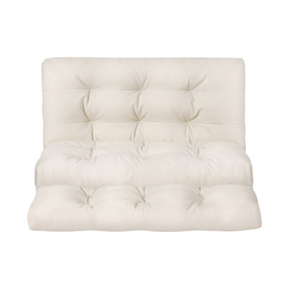Artiss Floor Lounge Sofa Bed 2 Seater Pillow Leather White FLOOR-SBL-02PU-BG