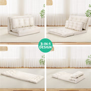 Artiss Floor Lounge Sofa Bed 2 Seater Pillow Leather White FLOOR-SBL-02PU-BG
