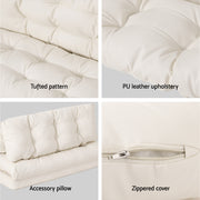 Artiss Floor Lounge Sofa Bed 2 Seater Pillow Leather White FLOOR-SBL-02PU-BG