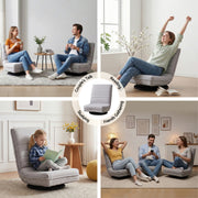 Ariss Swivel Floor Chair 360 Adjustable Foldable Lounge Seat Floor Sofa Chair Grey FLOOR-SBL-03LIN-GY