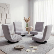Artiss 4PCS Swivel Floor Chair 360 Adjustable Foldable Lounge Seat Floor Sofa Chair Grey FLOOR-SBL-03LIN-GYX4