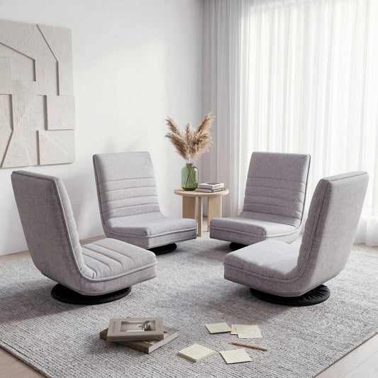 Artiss 4PCS Swivel Floor Chair 360 Adjustable Foldable Lounge Seat Floor Sofa Chair Grey FLOOR-SBL-03LIN-GYX4