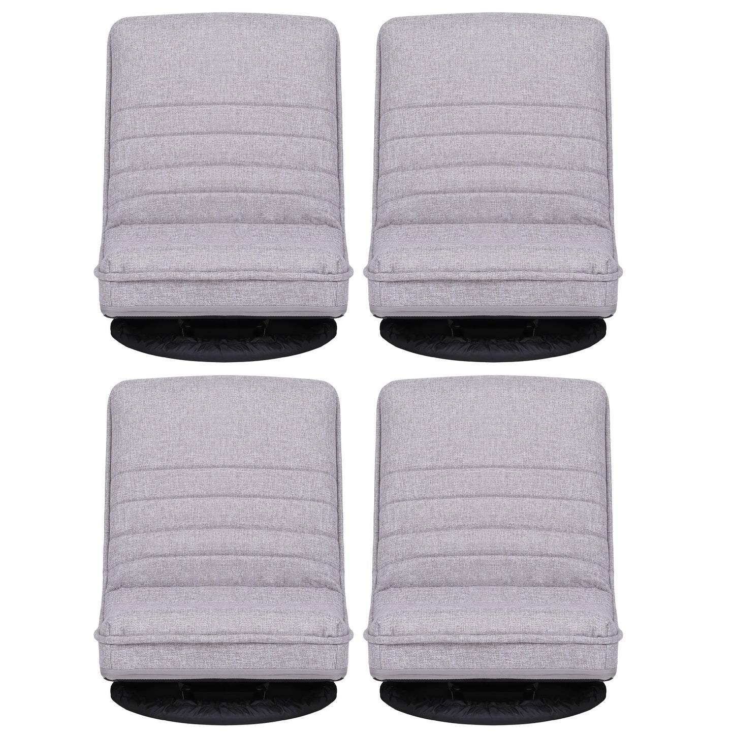Artiss 4PCS Swivel Floor Chair 360 Adjustable Foldable Lounge Seat Floor Sofa Chair Grey FLOOR-SBL-03LIN-GYX4
