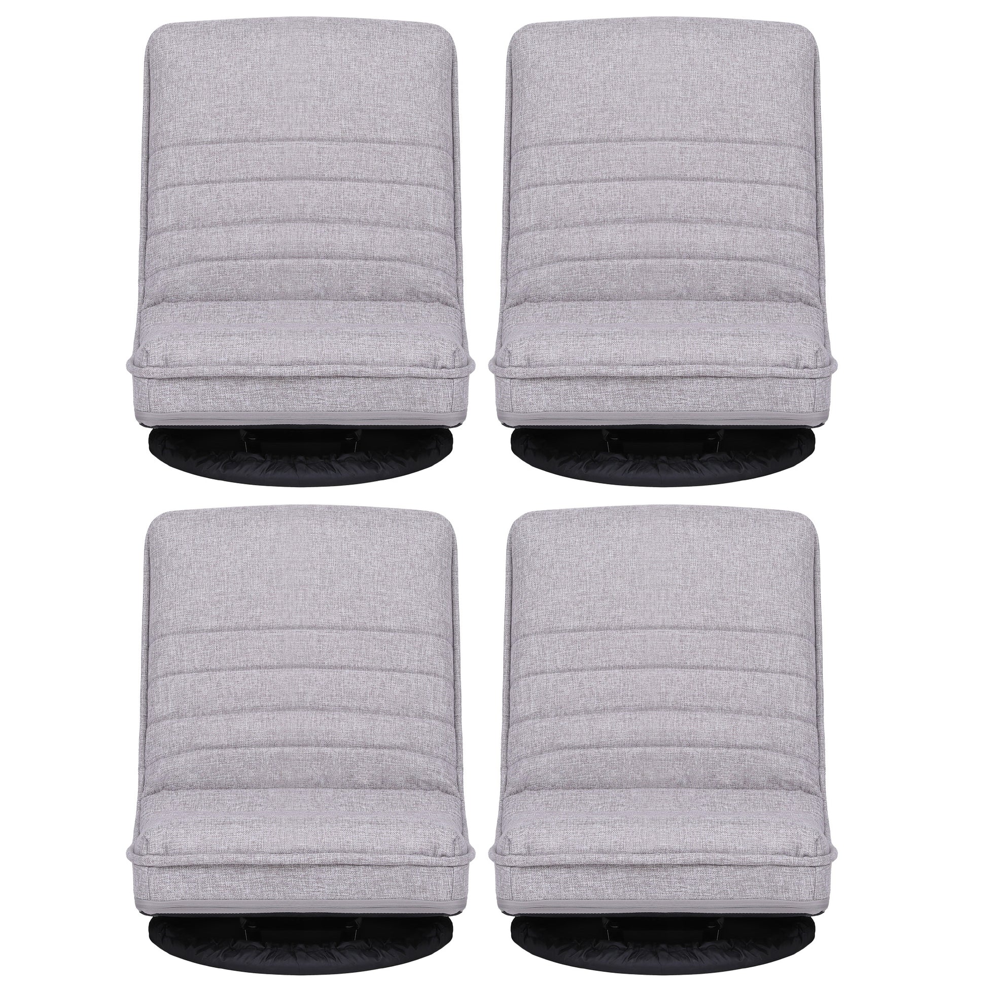 Artiss 4PCS Swivel Floor Chair 360 Adjustable Foldable Lounge Seat Floor Sofa Chair Grey FLOOR-SBL-03LIN-GYX4