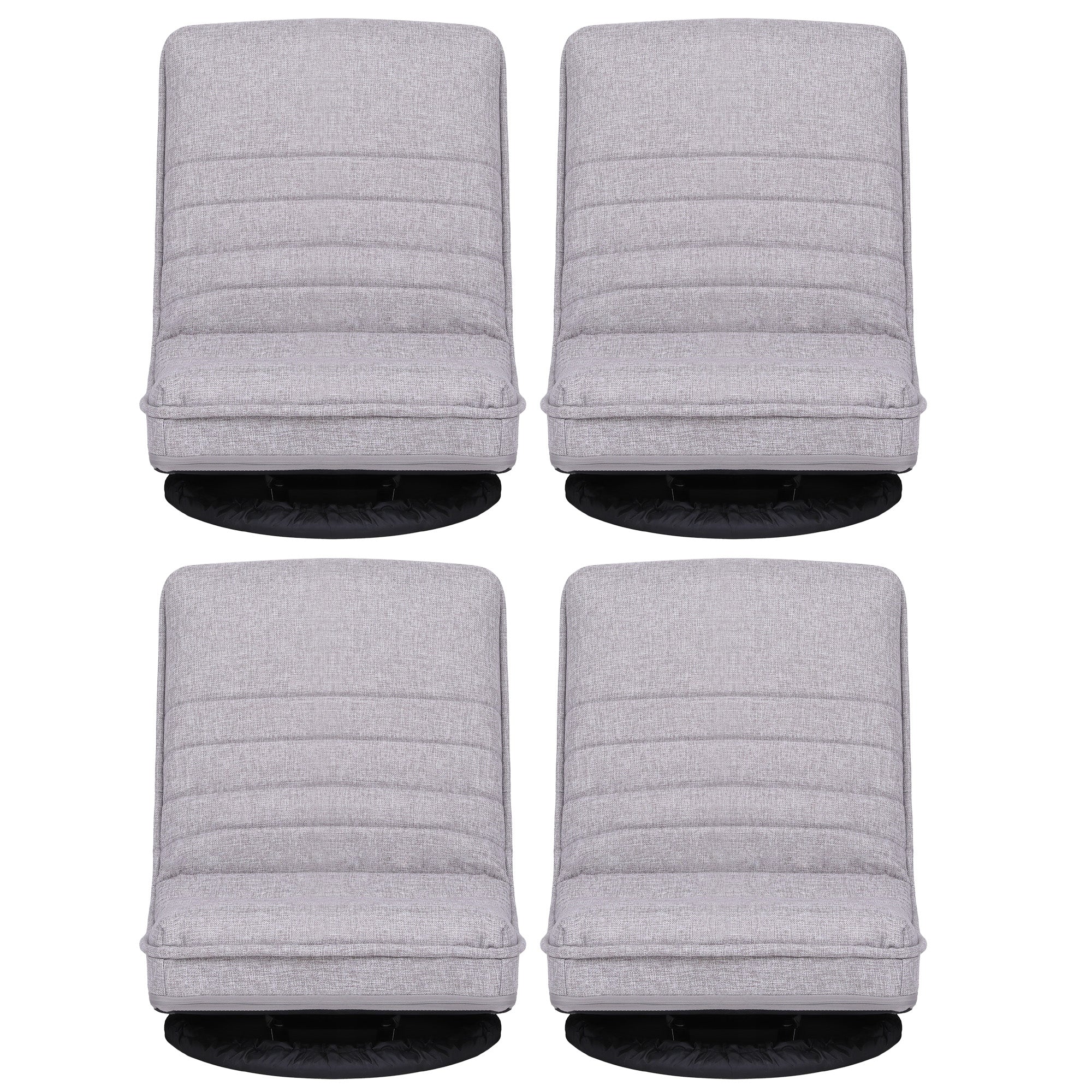 Artiss 4PCS Swivel Floor Chair 360 Adjustable Foldable Lounge Seat Floor Sofa Chair Grey FLOOR-SBL-03LIN-GYX4