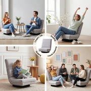Artiss 4PCS Swivel Floor Chair 360 Adjustable Foldable Lounge Seat Floor Sofa Chair Grey FLOOR-SBL-03LIN-GYX4