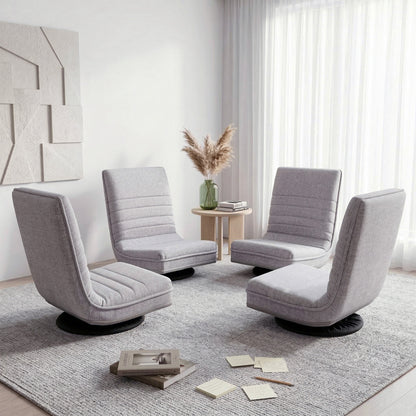 Artiss 4PCS Swivel Floor Chair 360 Adjustable Foldable Lounge Seat Floor Sofa Chair Grey FLOOR-SBL-03LIN-GYX4
