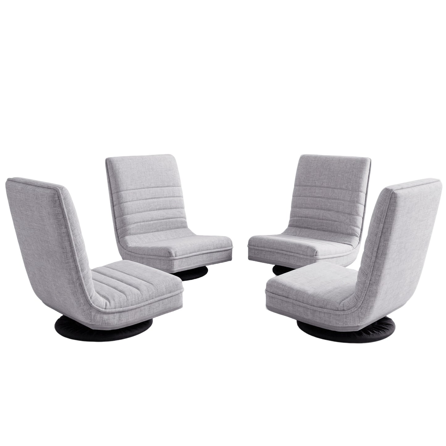 Artiss 4PCS Swivel Floor Chair 360 Adjustable Foldable Lounge Seat Floor Sofa Chair Grey FLOOR-SBL-03LIN-GYX4