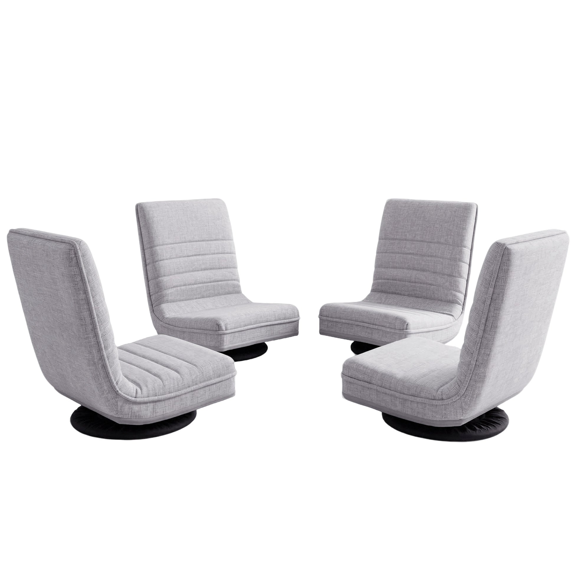 Artiss 4PCS Swivel Floor Chair 360 Adjustable Foldable Lounge Seat Floor Sofa Chair Grey FLOOR-SBL-03LIN-GYX4