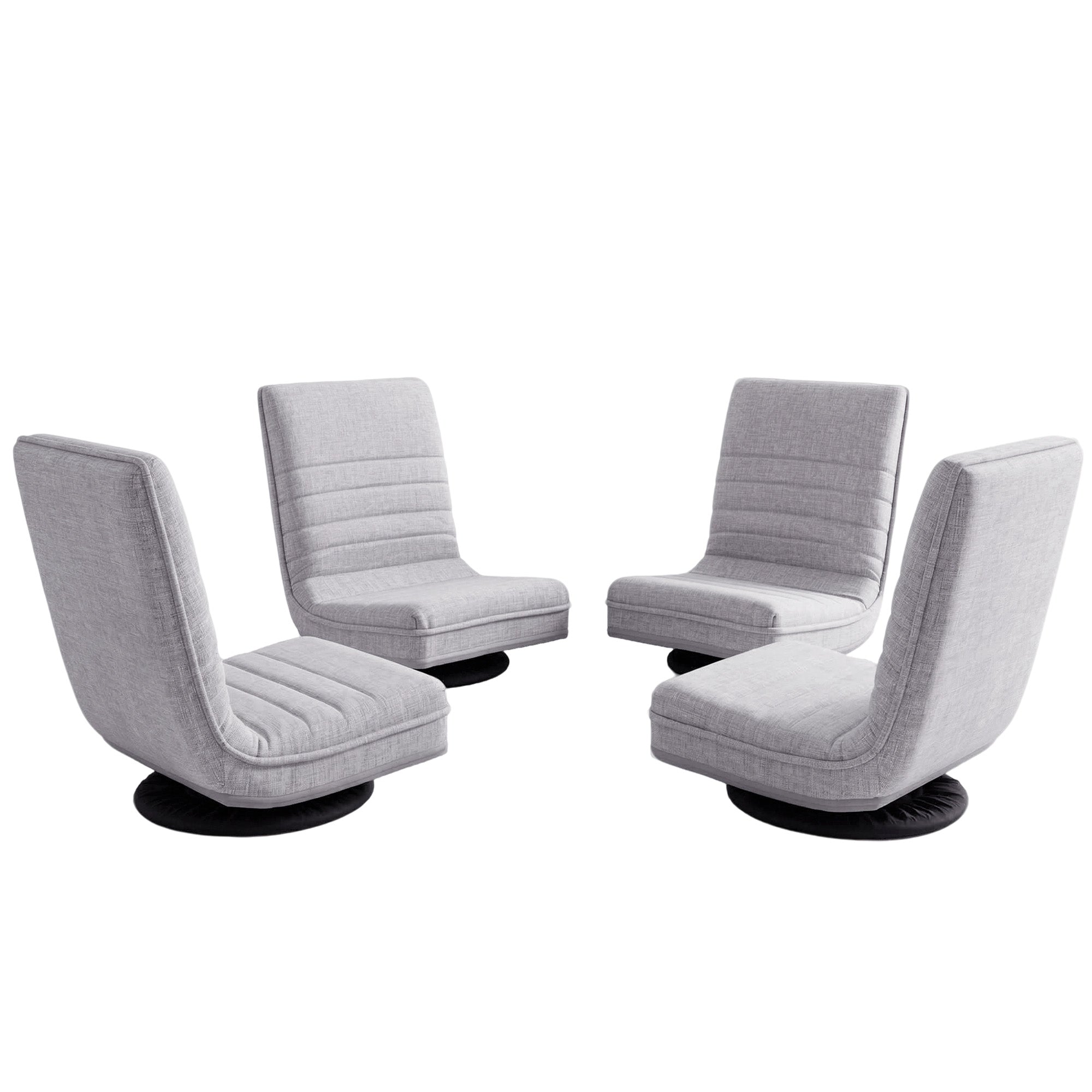 Artiss 4PCS Swivel Floor Chair 360 Adjustable Foldable Lounge Seat Floor Sofa Chair Grey FLOOR-SBL-03LIN-GYX4