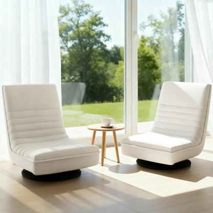 Artiss 2XFloor Chair Lounge Sofa Swivel Foldable Linen White FLOOR-SBL-03LIN-WHX2