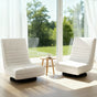 Artiss 2XFloor Chair Lounge Sofa Swivel Foldable Linen White FLOOR-SBL-03LIN-WHX2