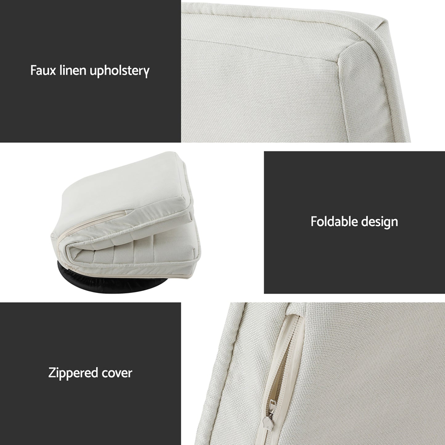 Artiss 2XFloor Chair Lounge Sofa Swivel Foldable Linen White FLOOR-SBL-03LIN-WHX2
