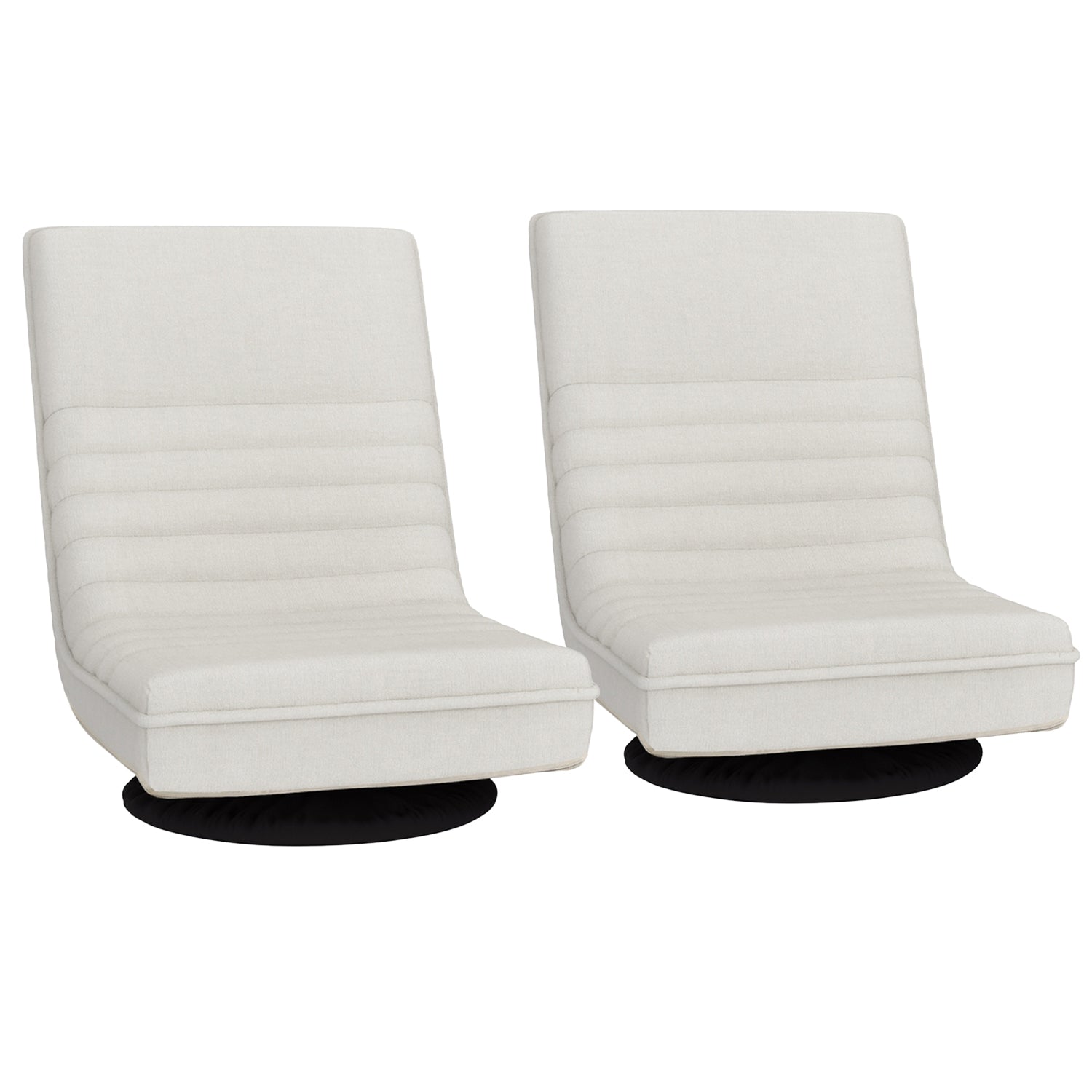 Artiss 2XFloor Chair Lounge Sofa Swivel Foldable Linen White FLOOR-SBL-03LIN-WHX2