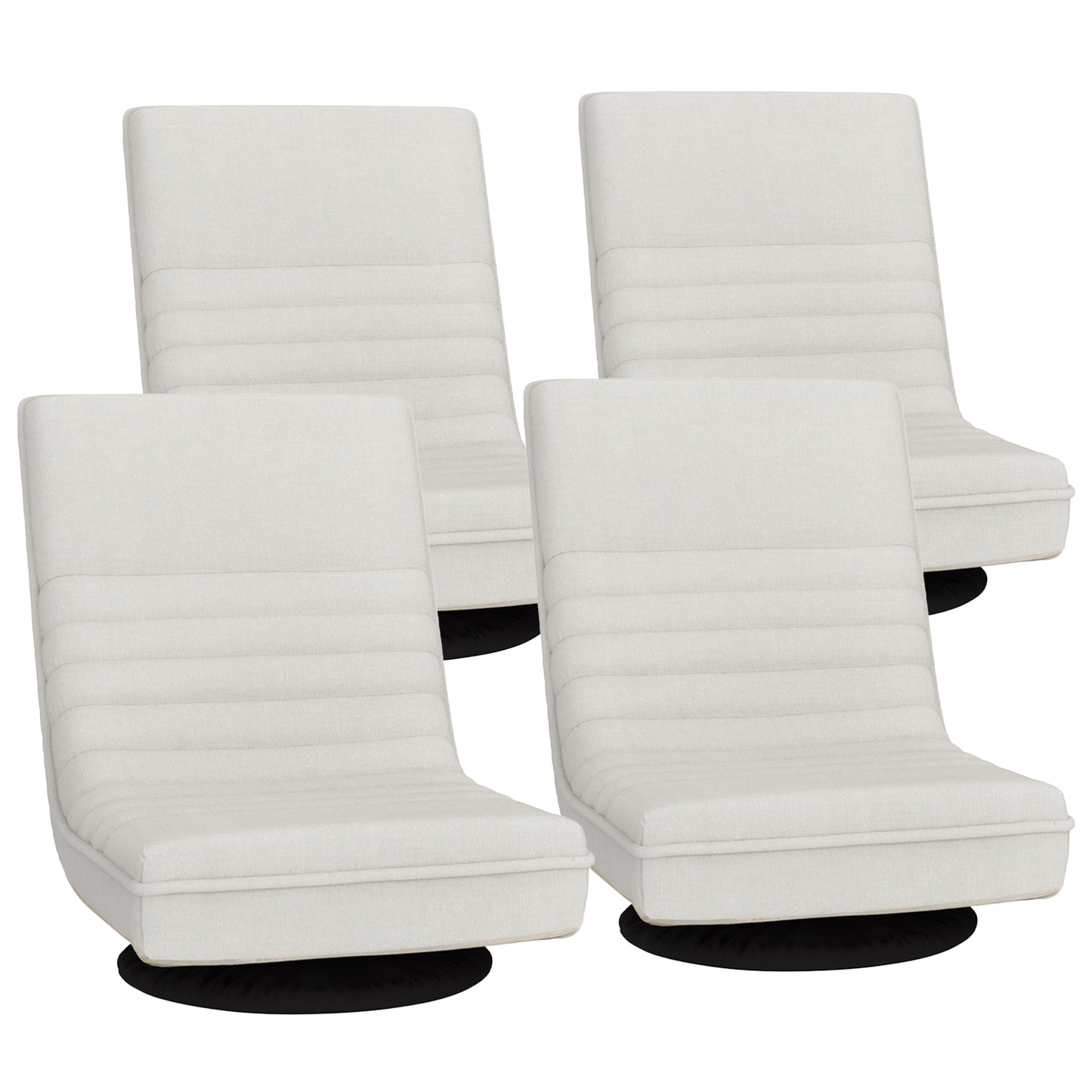 Artiss 4XFloor Chair Lounge Sofa Swivel Foldable Linen White FLOOR-SBL-03LIN-WHX4