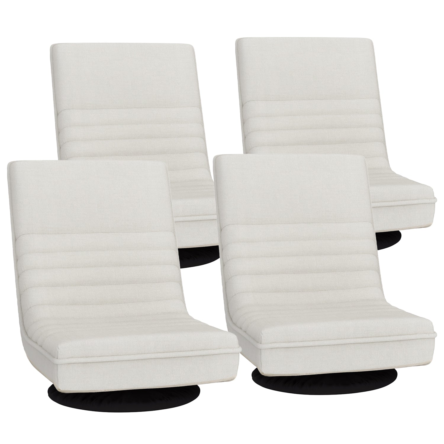 Artiss 4XFloor Chair Lounge Sofa Swivel Foldable Linen White FLOOR-SBL-03LIN-WHX4