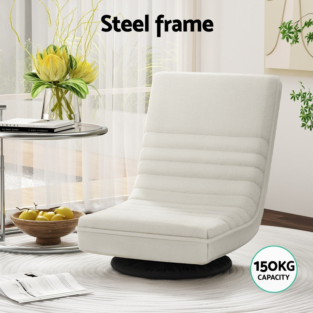 Artiss 4XFloor Chair Lounge Sofa Swivel Foldable Linen White FLOOR-SBL-03LIN-WHX4