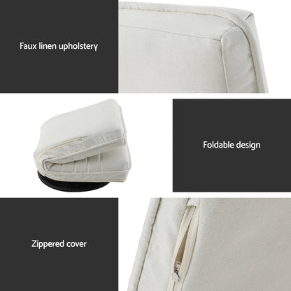 Artiss 4XFloor Chair Lounge Sofa Swivel Foldable Linen White FLOOR-SBL-03LIN-WHX4