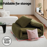 Artiss Floor Lounge Sofa Bed Foldable Green FLOOR-SBL-04VEL-1S-GN