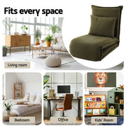 Artiss Floor Lounge Sofa Bed Foldable Green FLOOR-SBL-04VEL-1S-GN