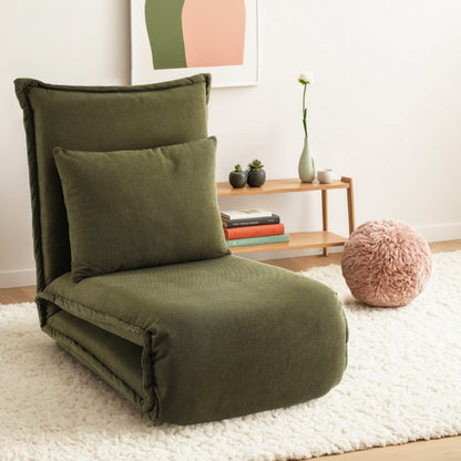 Artiss Floor Lounge Sofa Bed Foldable Green FLOOR-SBL-04VEL-1S-GN