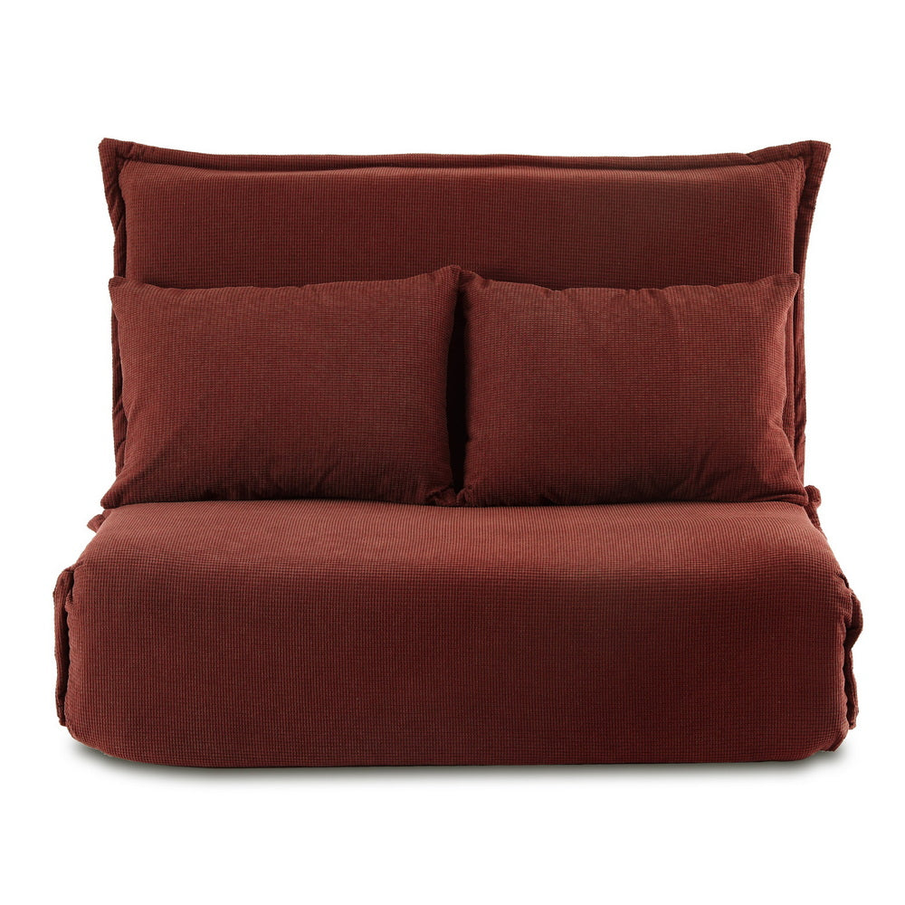 Artiss Floor Lounge Sofa Bed Foldable 2 Seater Orange FLOOR-SBL-04VEL-2S-OR