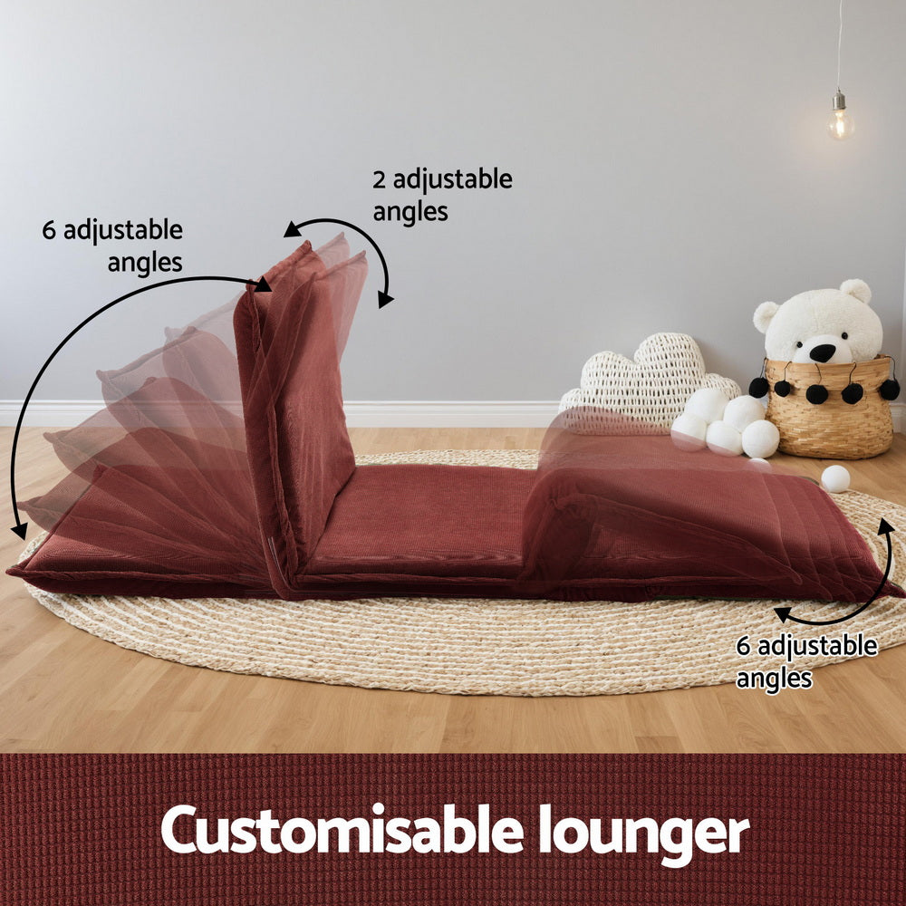 Artiss Floor Lounge Sofa Bed Foldable 2 Seater Orange FLOOR-SBL-04VEL-2S-OR