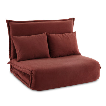 Artiss Floor Lounge Sofa Bed Foldable 2 Seater Orange FLOOR-SBL-04VEL-2S-OR