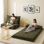 Artiss Floor Lounge Sofa Bed Folding Chaise Chair Green & Coffee Table Side Table Marble Effect FLOOR-SBL-04VEL-COF-MB