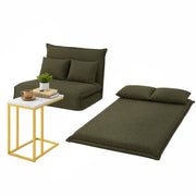 Artiss Floor Lounge Sofa Bed Folding Chaise Chair Green & Coffee Table Side Table Marble Effect FLOOR-SBL-04VEL-COF-MB