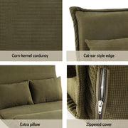 Artiss Floor Lounge Sofa Bed Folding Chaise Chair Green & Coffee Table Side Table Marble Effect FLOOR-SBL-04VEL-COF-MB