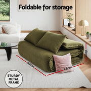 Artiss Floor Lounge Sofa Bed Folding Chaise Chair Green & Coffee Table Side Table Marble Effect FLOOR-SBL-04VEL-COF-MB