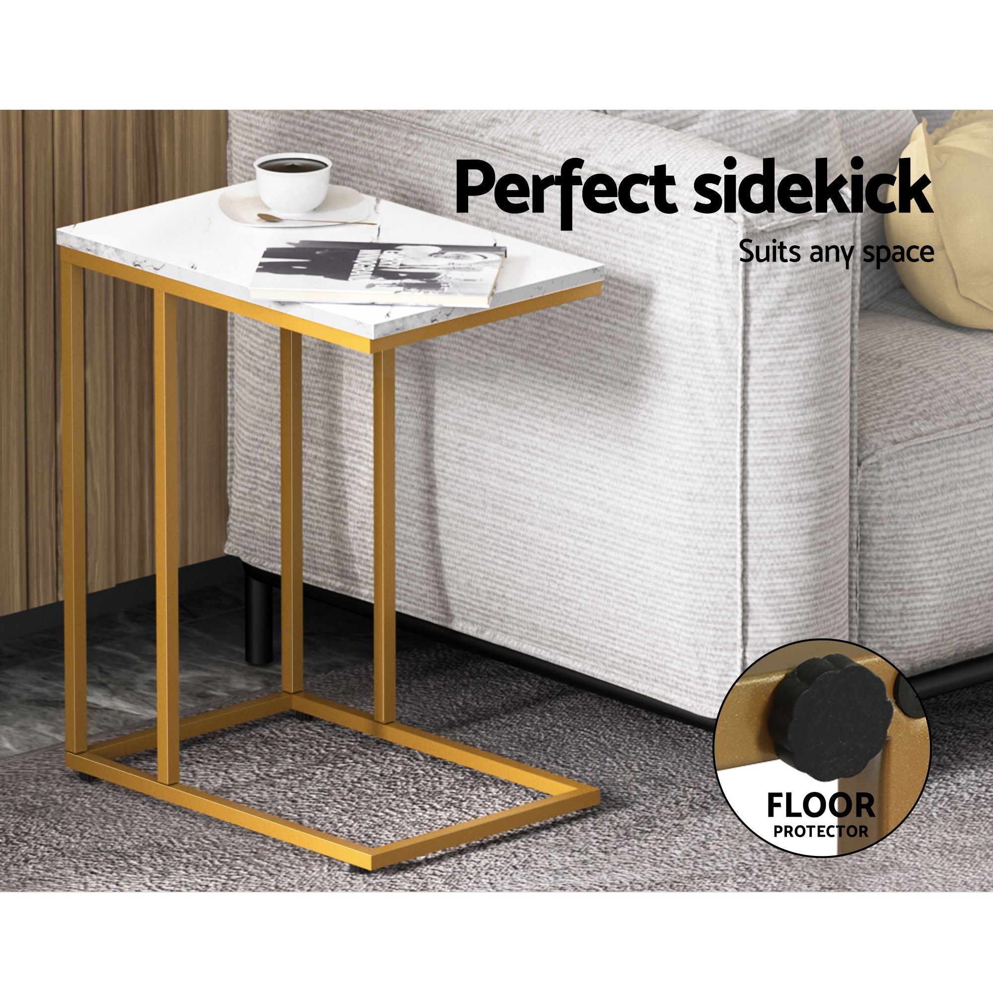 Artiss Floor Lounge Sofa Bed Folding Chaise Chair Green & Coffee Table Side Table Marble Effect FLOOR-SBL-04VEL-COF-MB
