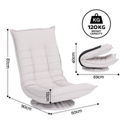 Artiss Swivel Floor Chair 5 Adjustable Foldable Lounge Seat Floor Sofa Chair Beige Grey FLOOR-SBL-0609A-BG
