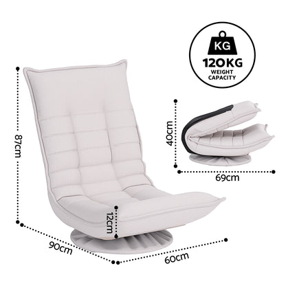Artiss Swivel Floor Chair 5 Adjustable Foldable Lounge Seat Floor Sofa Chair Beige Grey FLOOR-SBL-0609A-BG