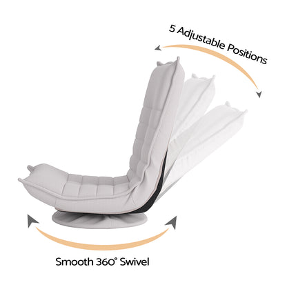 Artiss Swivel Floor Chair 5 Adjustable Foldable Lounge Seat Floor Sofa Chair Beige Grey FLOOR-SBL-0609A-BG