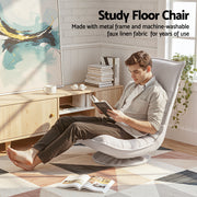 Artiss Swivel Floor Chair 5 Adjustable Foldable Lounge Seat Floor Sofa Chair Beige Grey FLOOR-SBL-0609A-BG