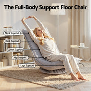 Artiss Swivel Floor Chair 5 Adjustable Foldable Lounge Seat Floor Sofa Chair Beige Grey FLOOR-SBL-0609A-BG