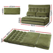 ArtissLounge Sofa Bed 2 seater Green Fabric FLOOR-SBL-170LIN-GN