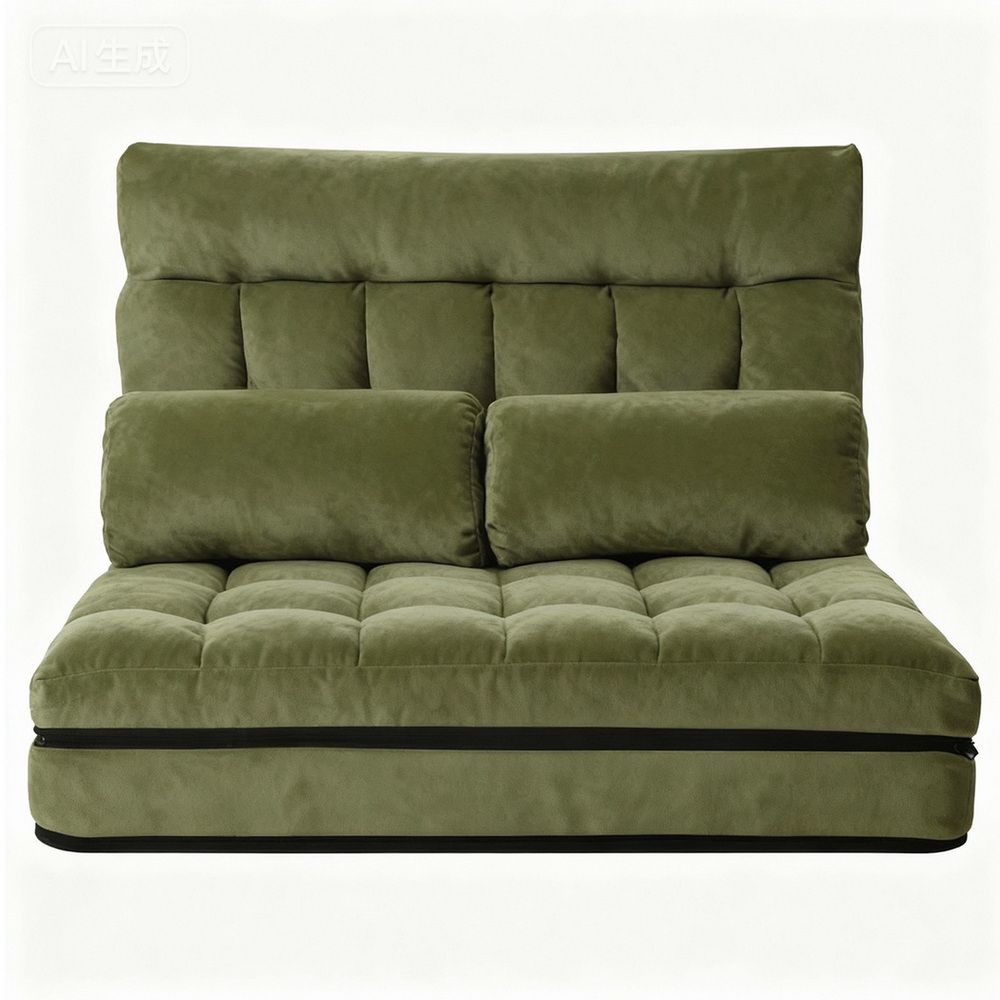 ArtissLounge Sofa Bed 2 seater Green Fabric FLOOR-SBL-170LIN-GN
