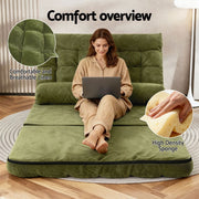 ArtissLounge Sofa Bed 2 seater Green Fabric FLOOR-SBL-170LIN-GN