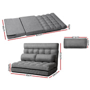 Artiss Floor Lounge Sofa Bed 2-seater Grey Fabric FLOOR-SBL-170LIN-GY