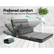 Artiss Floor Lounge Sofa Bed 2-seater Grey Fabric FLOOR-SBL-170LIN-GY