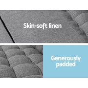 Artiss Floor Lounge Sofa Bed 2-seater Grey Fabric FLOOR-SBL-170LIN-GY