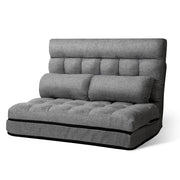 Artiss Floor Lounge Sofa Bed 2-seater Grey Fabric FLOOR-SBL-170LIN-GY