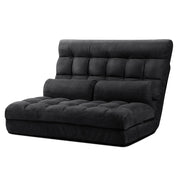 Artiss Floor Lounge Sofa Bed 2-seater Charcoal Suede FLOOR-SBL-170SUE-CHA
